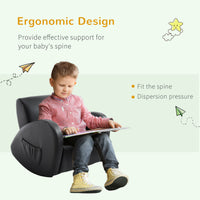 Kids Sofa Rocking Chair With Side Pocket, Pu Leather Toddler Armchair For Children Grey Pink Pu