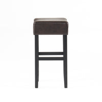 30 Inch Bonded Leather Backless Bar Stool Set Of 2 , Brown Brown Bar Stools Set Of 2 Leather