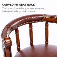 Seat Height 26'' Swivel Cow Top Leather Wooden Bar Stools 360 Degree Swivel Bar Height Chair With Backs For Home Kitchen Counter Brown 1Pc Brown Genuine Leather