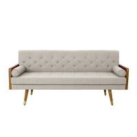 Aidan Mid Century Modern Tufted Fabric Sofa Beige Fabric