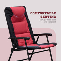 3 Piece Outdoor Patio Furniture Set With Glass Coffee Table & 2 Folding Padded Rocking Chairs, Bistro Style For Porch, Camping, Balcony, Red Red Metal