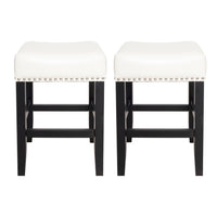 26 Inch Backless Ivory Leather Counter Stool Set Of 2 Ivory Leather