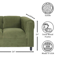 Green Suede Loveseat Sofa For Living Room, Modern D Cor Beautiful Seat Mini Small Couches For Small Spaces And Bedroom With Solid Wood Frame Green Wood Foam Suede