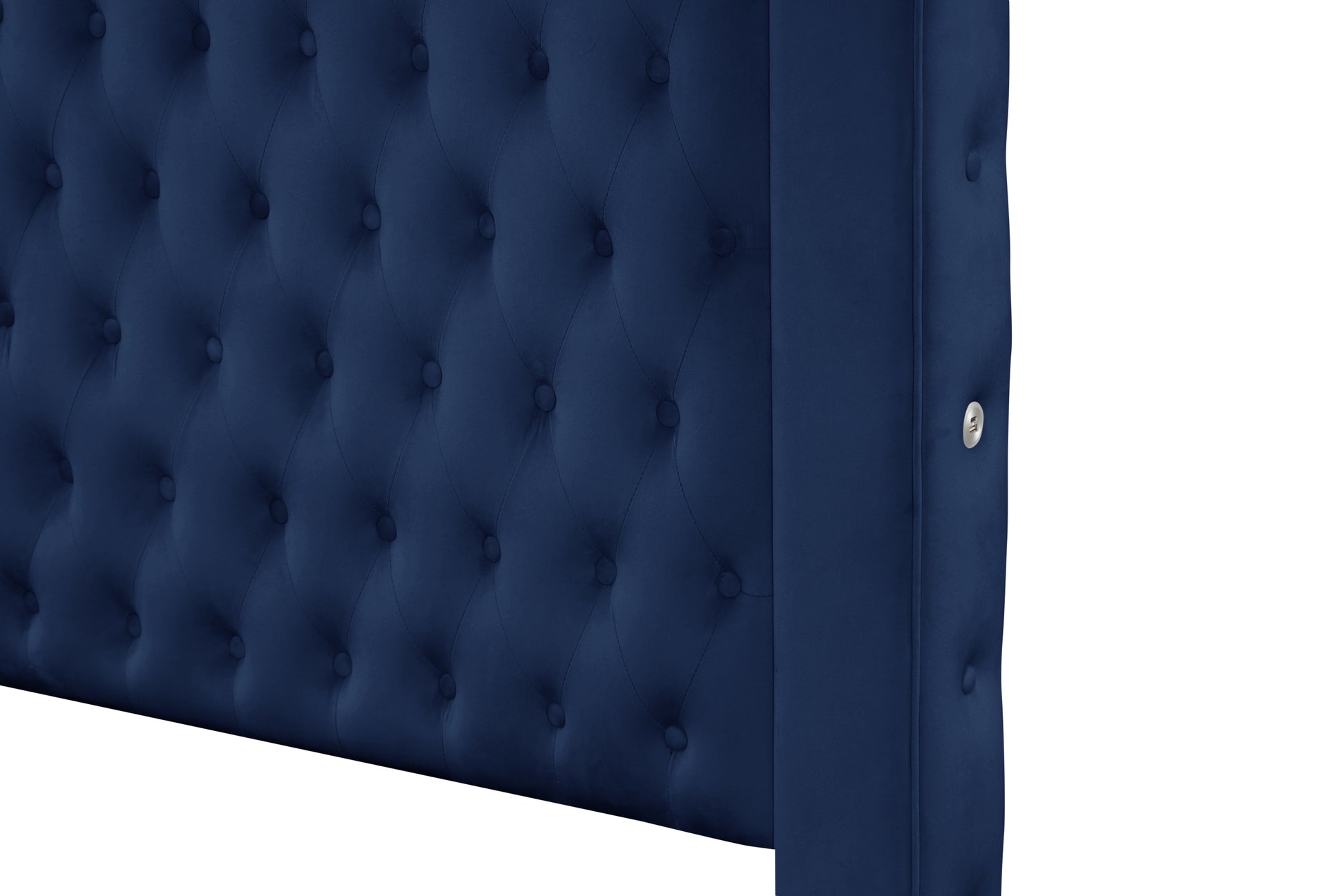 Monica Luxurious Four Poster Full Bed Made With Wood In Navy Box Spring Not Required Full Navy Wood Bedroom Modern Upholstered Velvet Wood