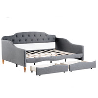 Full Size Vintage Upholstery Daybed With Two Large Storage Drawers, Gray Gray Upholstered