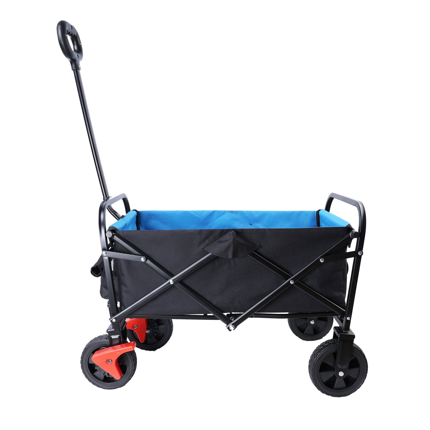 Mini Folding Wagon Garden Shopping Beach Cart Black Blue Brake Black Blue Metal