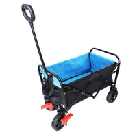 Mini Folding Wagon Garden Shopping Beach Cart Black Blue Brake Black Blue Metal