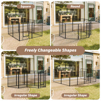 Dog Playpen Indoor Outdoor, 32" Height 8 Panels Fence With Anti Rust Coating, Metal Heavy Portable Foldable Dog Pen For Large, Medium Small Dogs Rv Yard Camping Black Metal