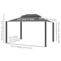 10' X 12' Hardtop Gazebo Canopy With Galvanized Steel Double Roof, Aluminum Frame, Permanent Pavilion Outdoor Gazebo With Netting And Curtains For Patio, Garden, Backyard, Deck, Lawn Brown Steel