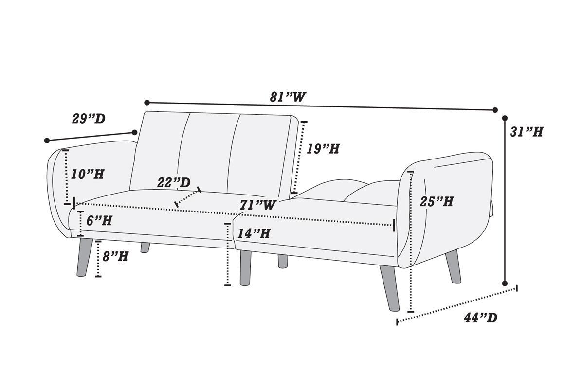 Adjustable Sofa In Black Faux Leather Black Fabric