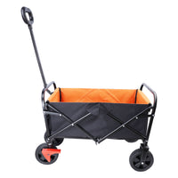 Mini Folding Wagon Garden Shopping Beach Cart Brake Orange Black Beige Yellow Metal