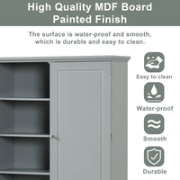 Wide Bathroom Storage Cabinet, Freestanding Storage Cabinet With Two Drawers And Adjustable Shelf, Mdf Board With Painted Finish, Grey Grey Mdf