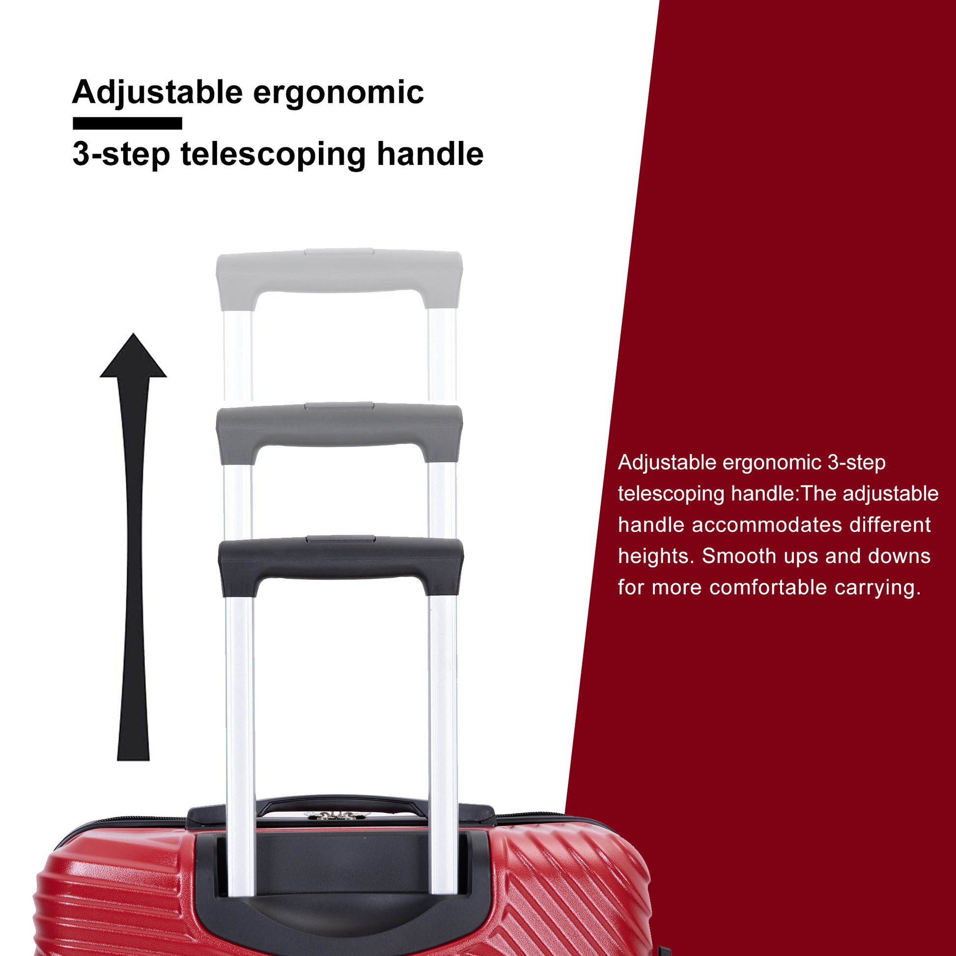 3 Piece Luggage Sets Pc Abs Lightweight Suitcase With Two Hooks, Spinner Wheels, 20 24 28 Red Red Abs Pc