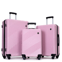 3 Piece Luggage Sets Pc Abs Lightweight Suitcase With Two Hooks, Spinner Wheels, 20 24 28 Pink Pink Abs Pc