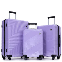 3 Piece Luggage Sets Pc Abs Lightweight Suitcase With Two Hooks, Spinner Wheels, 20 24 28 Light Purple Light Purple Abs Pc