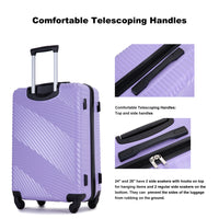 3 Piece Luggage Sets Pc Abs Lightweight Suitcase With Two Hooks, Spinner Wheels, 20 24 28 Light Purple Light Purple Abs Pc