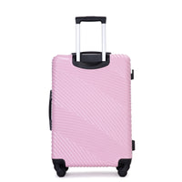 3 Piece Luggage Sets Pc Abs Lightweight Suitcase With Two Hooks, Spinner Wheels, 20 24 28 Pink Pink Abs Pc