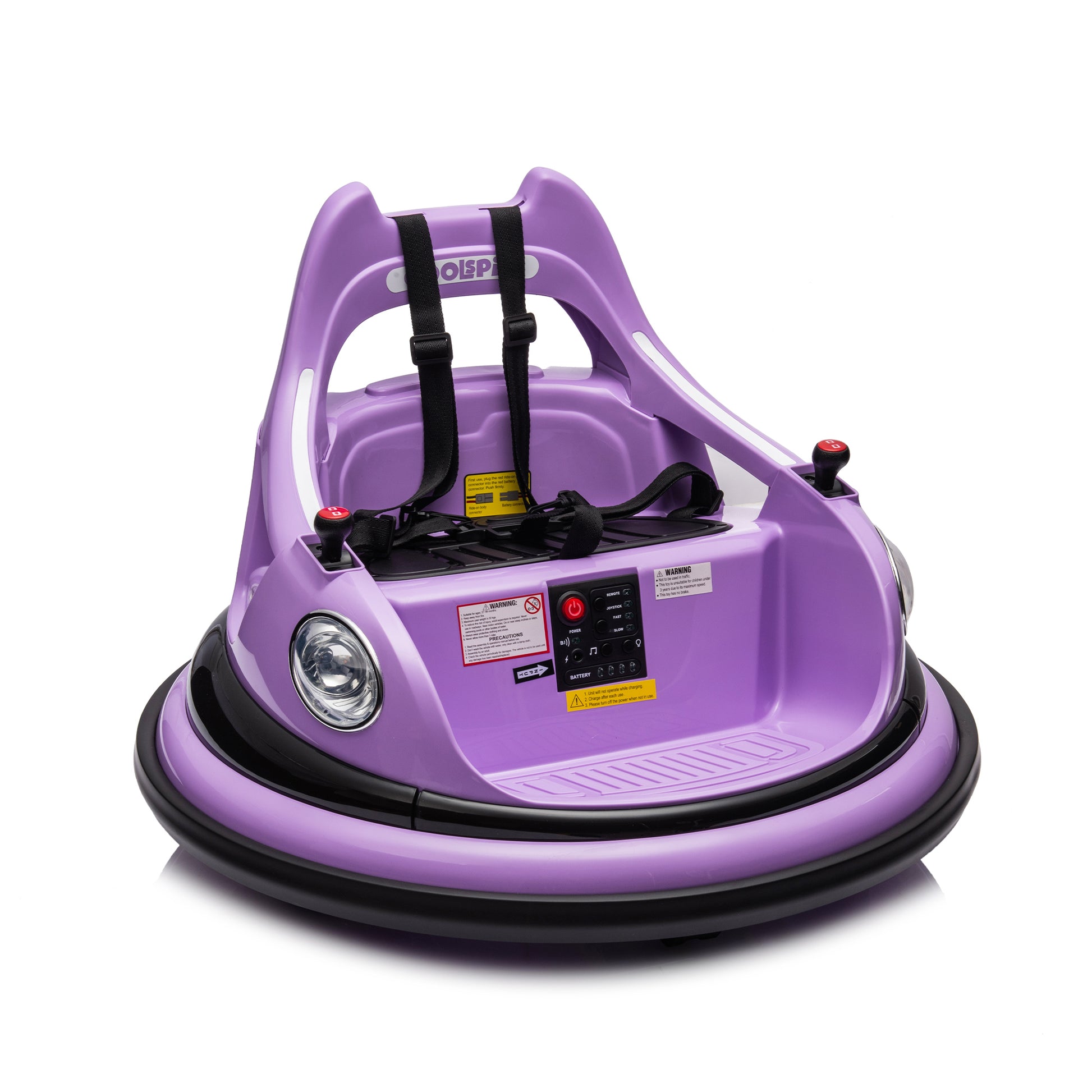 12V Ride On Bumper Car For Kids,Electric Car For Kids,1.5 5 Years Old,W Remote Control, Led Lights, Bluetooth & 360 Degree Spin, Vehicle Body With Anti Collision Paddingfive Point Safety Belt,2Wd Purple Polyethylene