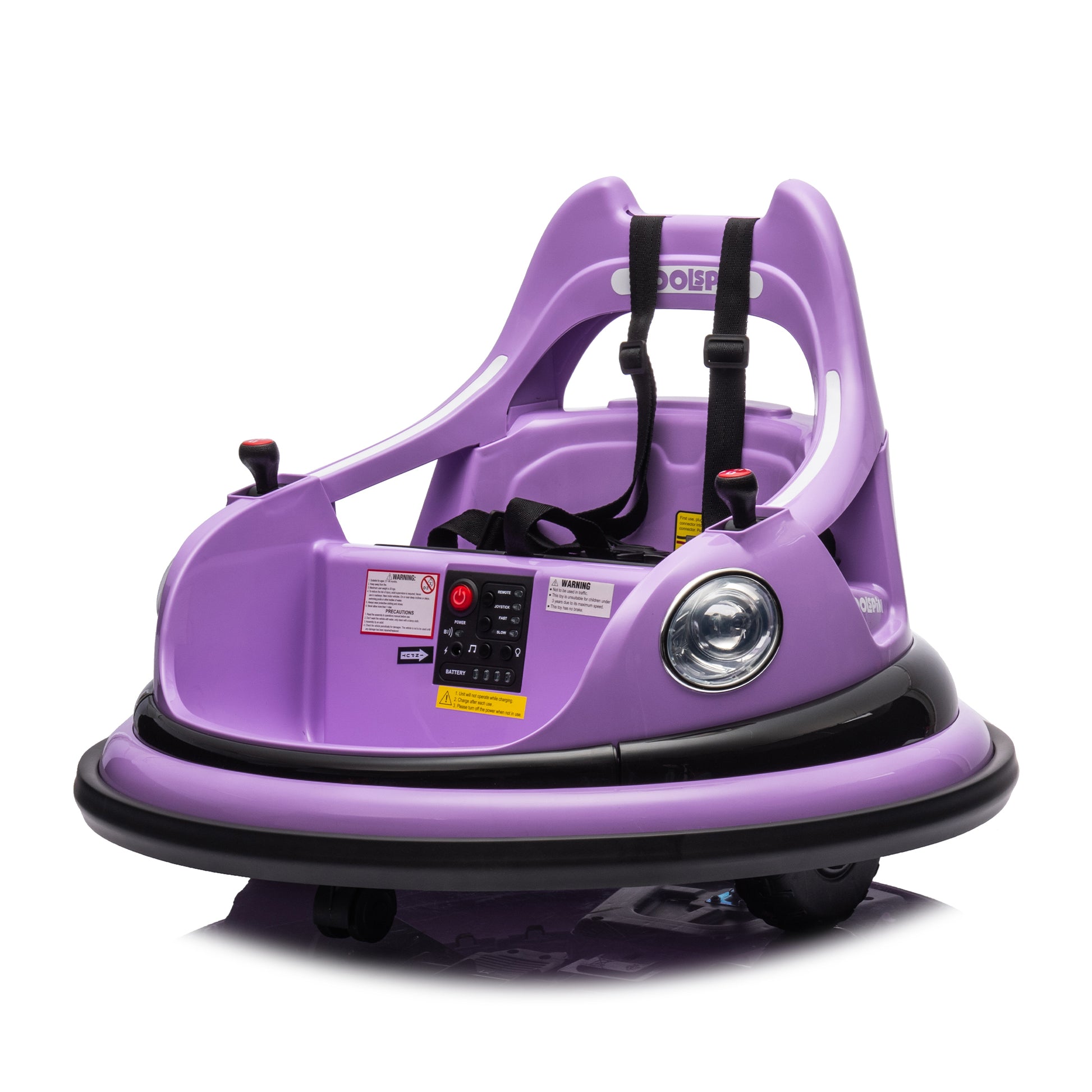 12V Ride On Bumper Car For Kids,Electric Car For Kids,1.5 5 Years Old,W Remote Control, Led Lights, Bluetooth & 360 Degree Spin, Vehicle Body With Anti Collision Paddingfive Point Safety Belt,2Wd Purple Polyethylene