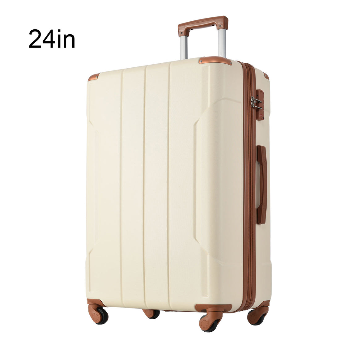 Hardshell Luggage Spinner Suitcase With Tsa Lock Lightweight Expandable 24'' Single Luggage Brown White Abs