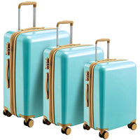 Hardshell Luggage Sets 3 Piece Double Spinner 8 Wheels Suitcase With Tsa Lock Lightweight 20''24''28'' Teal Blue Abs Pc