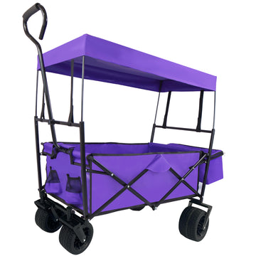 Outdoor Garden Park Utility Kids Wagon Portable Beach Trolley Cart Camping Foldable Folding Wagon Purple Fabric Steel