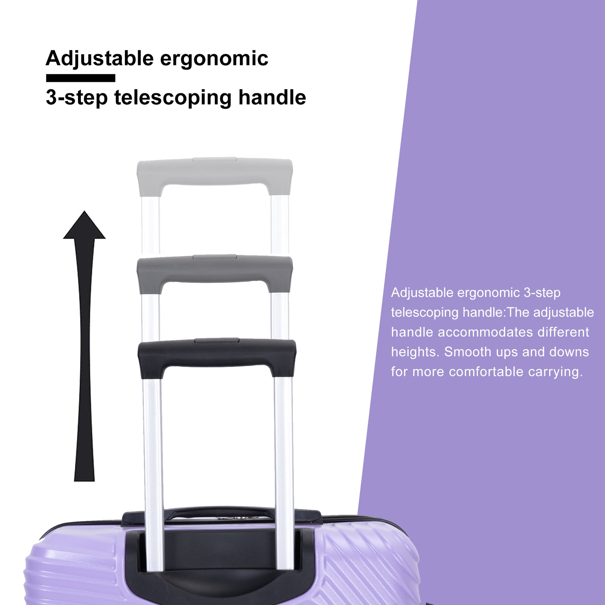 3 Piece Luggage Sets Pc Abs Lightweight Suitcase With Two Hooks, Spinner Wheels, 20 24 28 Light Purple Light Purple Abs Pc