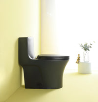 1.1 1.60 Gpf Dual Flush One Piece Toilet, Water Saving Elongated Comfort Height Floor Mounted, Soft Closing Seat, 1000 Gram Map Flushing Score Toilet, Matte Black 23T02 Mb Matte Black Ceramic