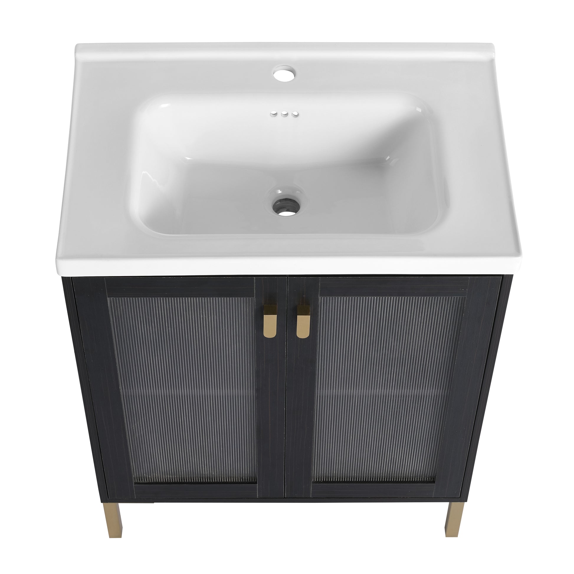 28 Inch Freestanding Bathroom Vanity Plywood With Ceramic Sink, Soft Closing Door Kd Package Black Chestnut 2 Bathroom Freestanding Modern Plywood