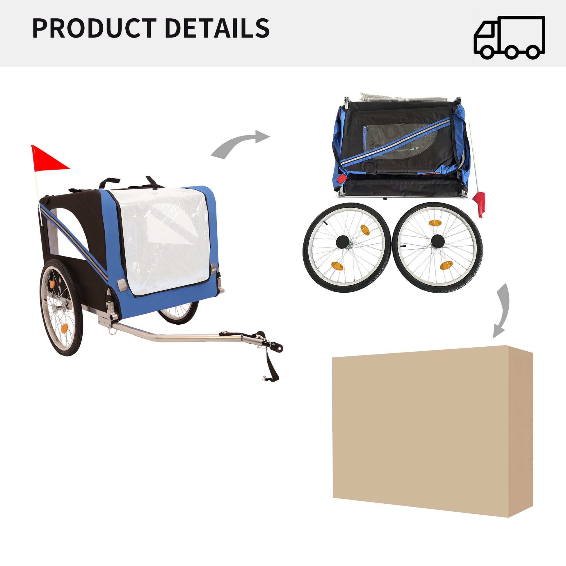 Outdoor Heavy Duty Foldable Utility Pet Stroller Dog Carriers Bicycle Trailer Black Blue Garden & Outdoor Fabric Steel