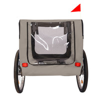 Tangkula Dog Bike Trailer,Mesh Dog Cart With 3 Entrances, Safety Flag, 8 Reflectors, Folding Pet Carrier Wagon With 20 Inch Wheels, Bicycle Carrier For Medium And Small Sized Dogs Blue Grey Fabric Steel