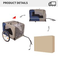 Tangkula Dog Bike Trailer,Mesh Dog Cart With 3 Entrances, Safety Flag, 8 Reflectors, Folding Pet Carrier Wagon With 20 Inch Wheels, Bicycle Carrier For Medium And Small Sized Dogs Blue Grey Fabric Steel