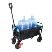 Mini Folding Wagon Garden Shopping Beach Cart Black Blue Brake Black Blue Metal