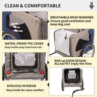 Tangkula Dog Bike Trailer,Mesh Dog Cart With 3 Entrances, Safety Flag, 8 Reflectors, Folding Pet Carrier Wagon With 20 Inch Wheels, Bicycle Carrier For Medium And Small Sized Dogs Blue Grey Fabric Steel