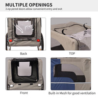 Tangkula Dog Bike Trailer,Mesh Dog Cart With 3 Entrances, Safety Flag, 8 Reflectors, Folding Pet Carrier Wagon With 20 Inch Wheels, Bicycle Carrier For Medium And Small Sized Dogs Blue Grey Fabric Steel