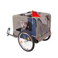 Tangkula Dog Bike Trailer,Mesh Dog Cart With 3 Entrances, Safety Flag, 8 Reflectors, Folding Pet Carrier Wagon With 20 Inch Wheels, Bicycle Carrier For Medium And Small Sized Dogs Blue Grey Fabric Steel