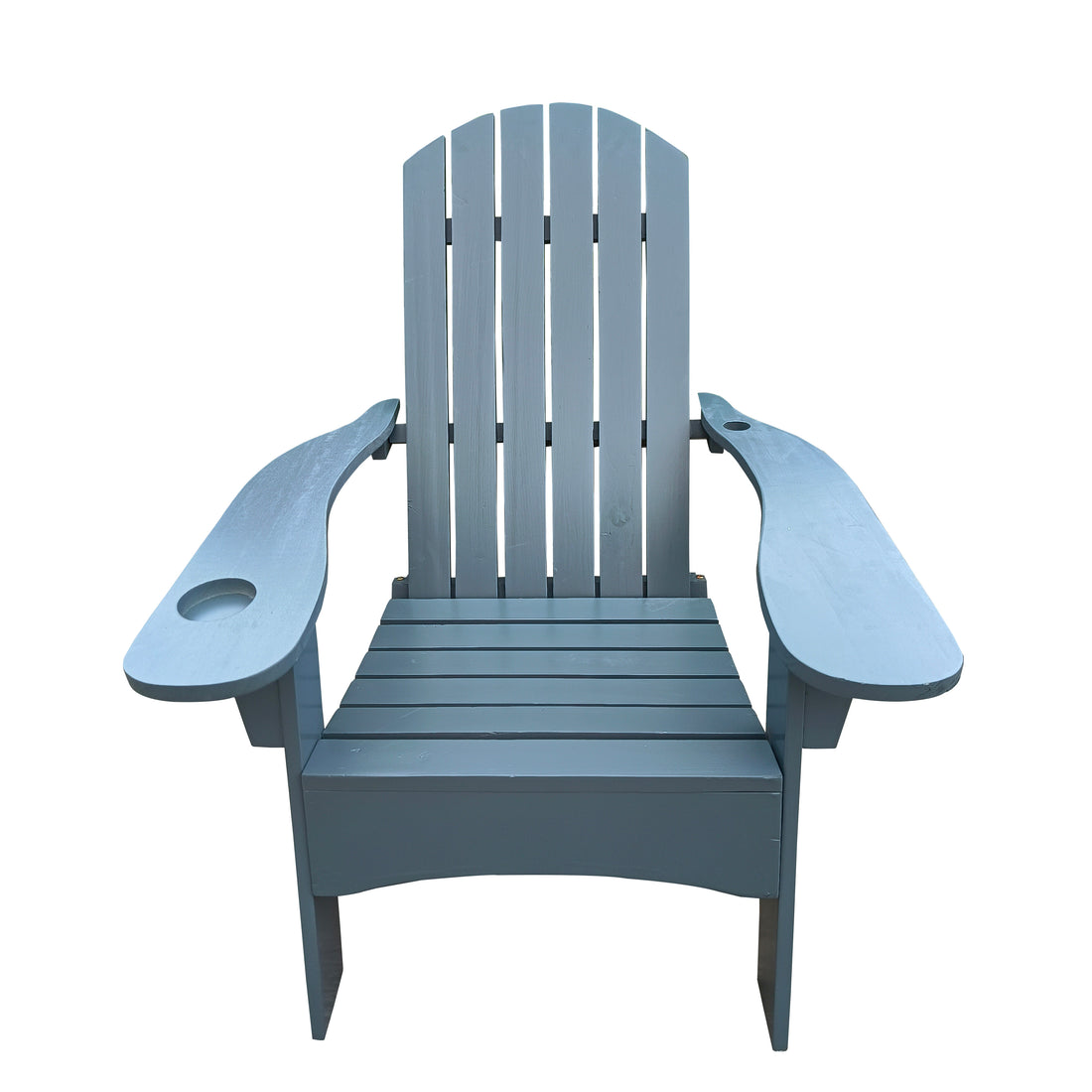 Outdoor Or Indoor Wood Adirondack Chair With An Hole To Hold Umbrella On The Arm ,Gray Gray Solid Wood