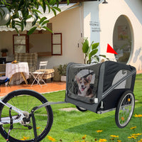 Outdoor Heavy Duty Foldable Utility Pet Stroller Dog Carriers Bicycle Trailer Black Gray Fabric Steel