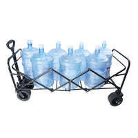 Big Large Capacity Folding Cart Extra Long Extender Wagon Cart Folding Wagon Garden Shopping Beach Cart Black Blue Black Garden & Outdoor Steel