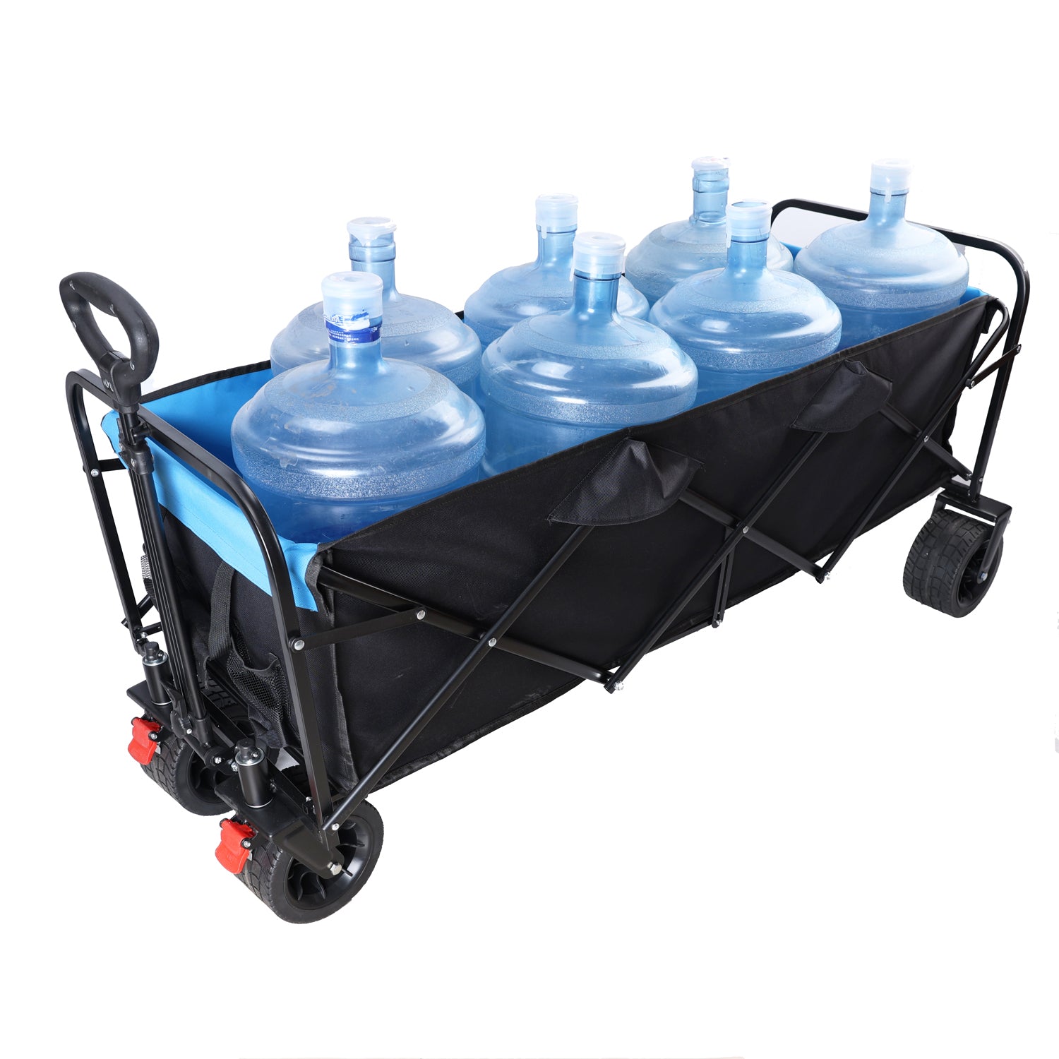 Big Large Capacity Folding Cart Extra Long Extender Wagon Cart Folding Wagon Garden Shopping Beach Cart Black Blue Black Garden & Outdoor Steel