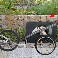 Outdoor Heavy Duty Foldable Utility Pet Stroller Dog Carriers Bicycle Trailer Black Gray Fabric Steel
