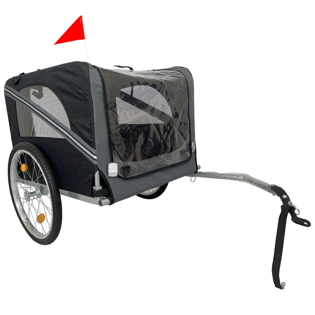 Outdoor Heavy Duty Foldable Utility Pet Stroller Dog Carriers Bicycle Trailer Black Gray Fabric Steel