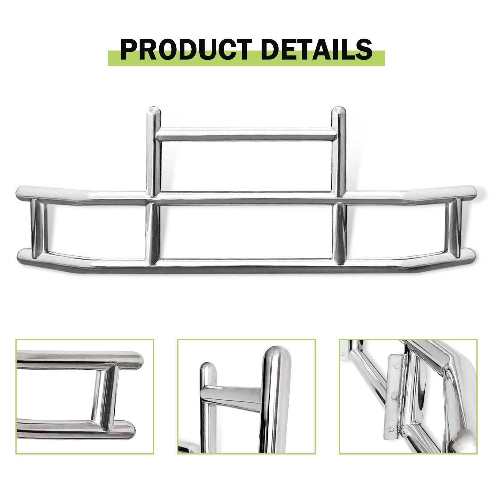 Front Bumper Deer Guard For Kenworth T660 T680 2008 2021 With Bracket G04018 Silver Stainless Steel