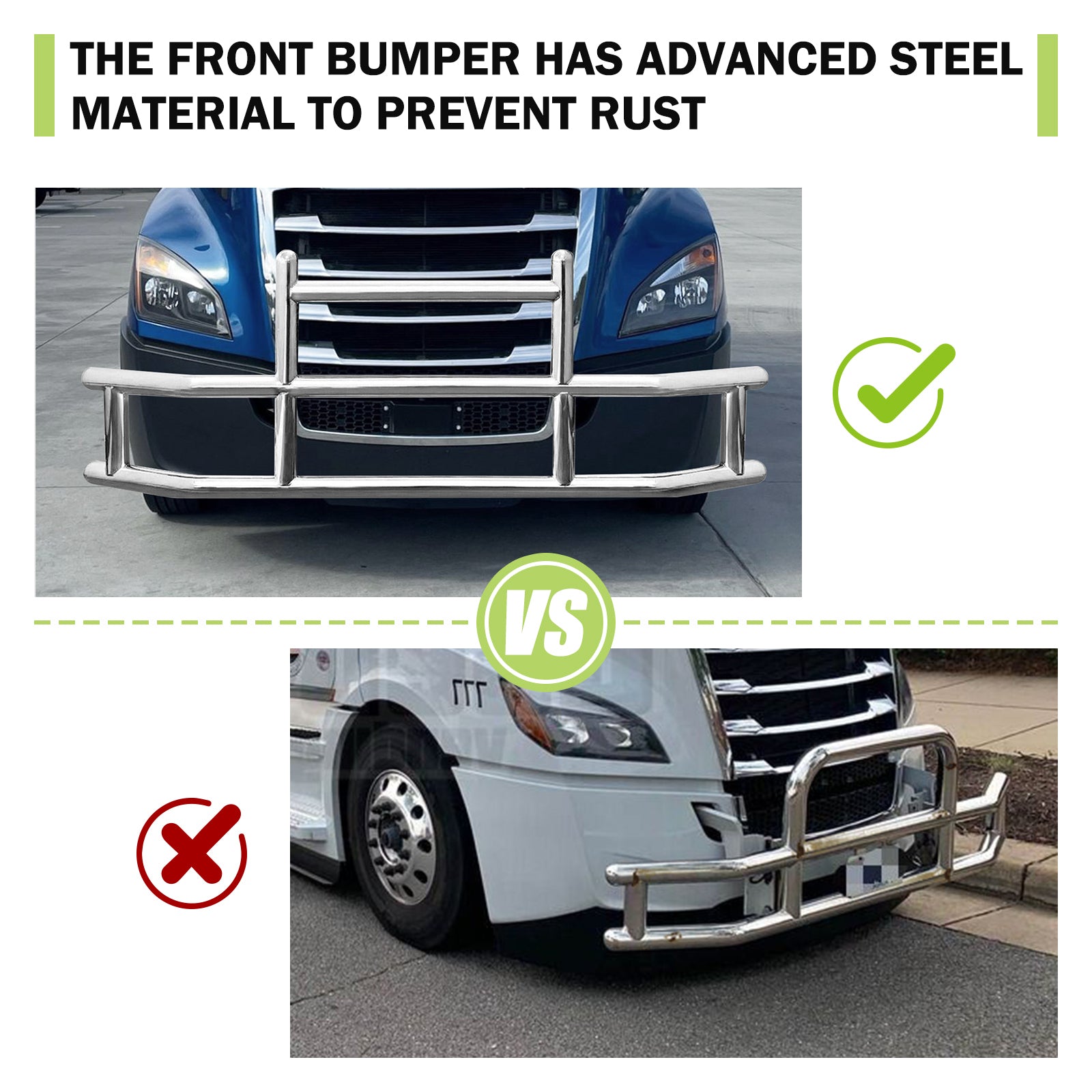 Front Bumper Deer Guard For Freightliner Cascadia 2018 2022 With Bracket G04018 Silver Stainless Steel