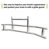 Front Bumper Deer Guard For Kenworth T660 T680 2008 2021 With Bracket G04018 Silver Stainless Steel