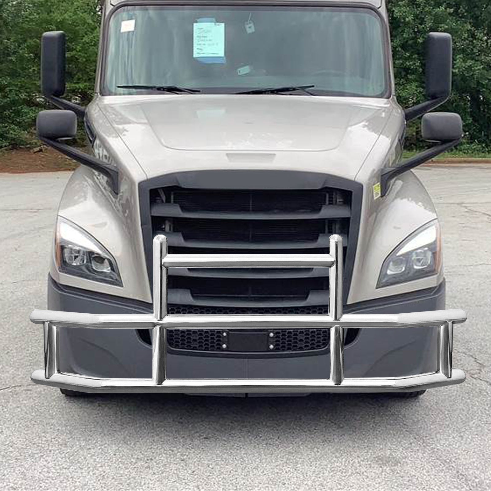 Front Bumper Deer Guard For Freightliner Cascadia 2018 2022 With Bracket G04018 Silver Stainless Steel