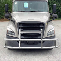 Front Bumper Deer Guard For Freightliner Cascadia 2018 2022 With Bracket G04018 Silver Stainless Steel