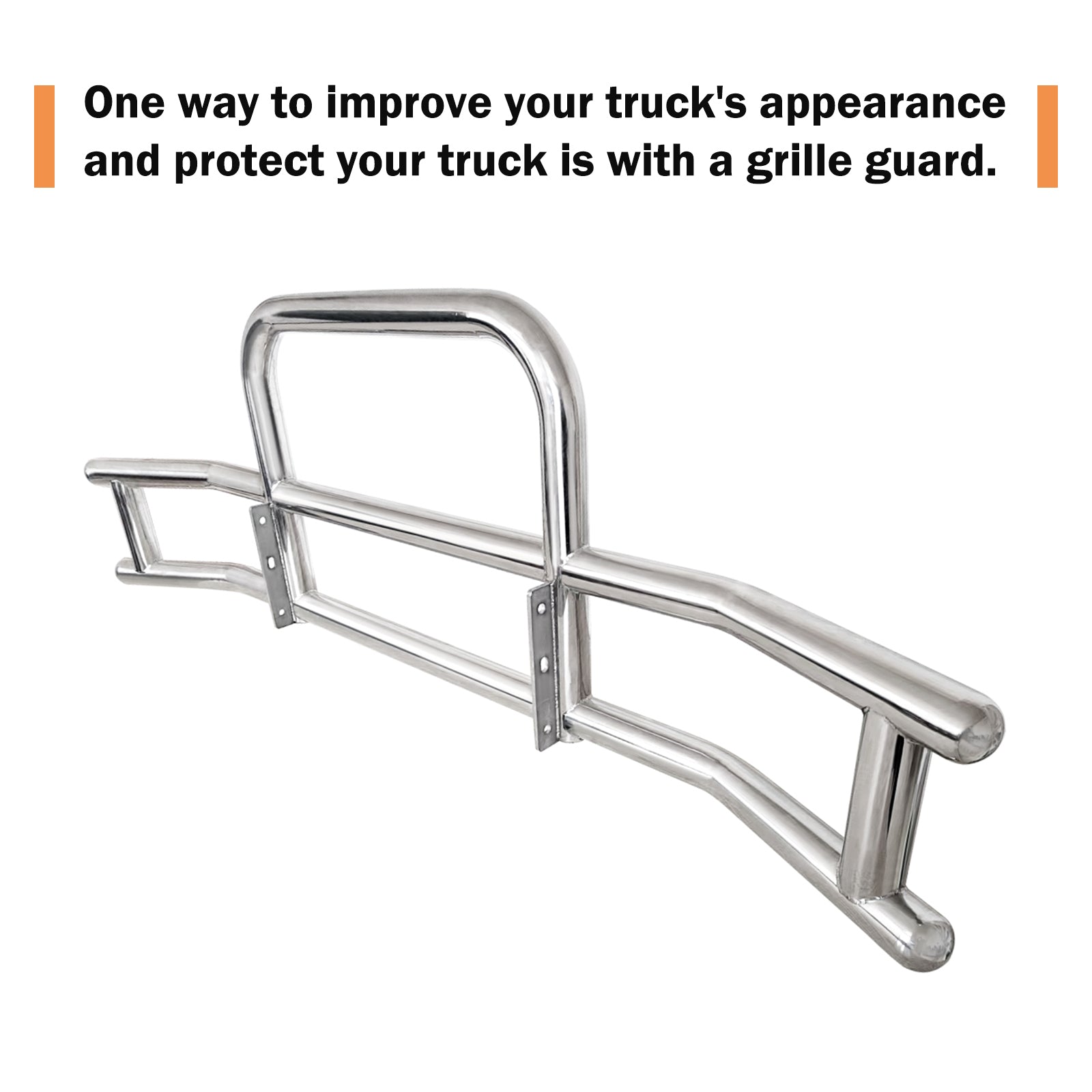 Stainless Steel Deer Guard Bumper For Freightliner Cascadia 2018 2017 With Bracketsx5 Chrome Stainless Steel