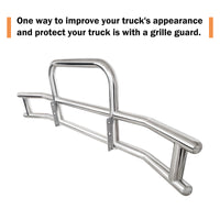 Stainless Steel Deer Guard Bumper For Freightliner Cascadia 2018 2017 With Bracketsx5 Chrome Stainless Steel