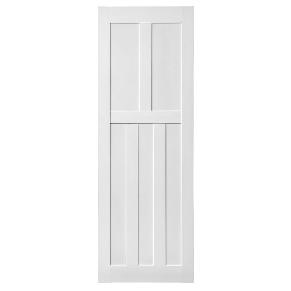 24" X 80" Five Panel Real Primed Door Slab 6.6Ft Barn Door Sliding Hardware Adjustable Floor Guider Pull Handle, Diy Unfinished Paneled Door, Modern Interior Barn Door, Moisture Proof White Mdf